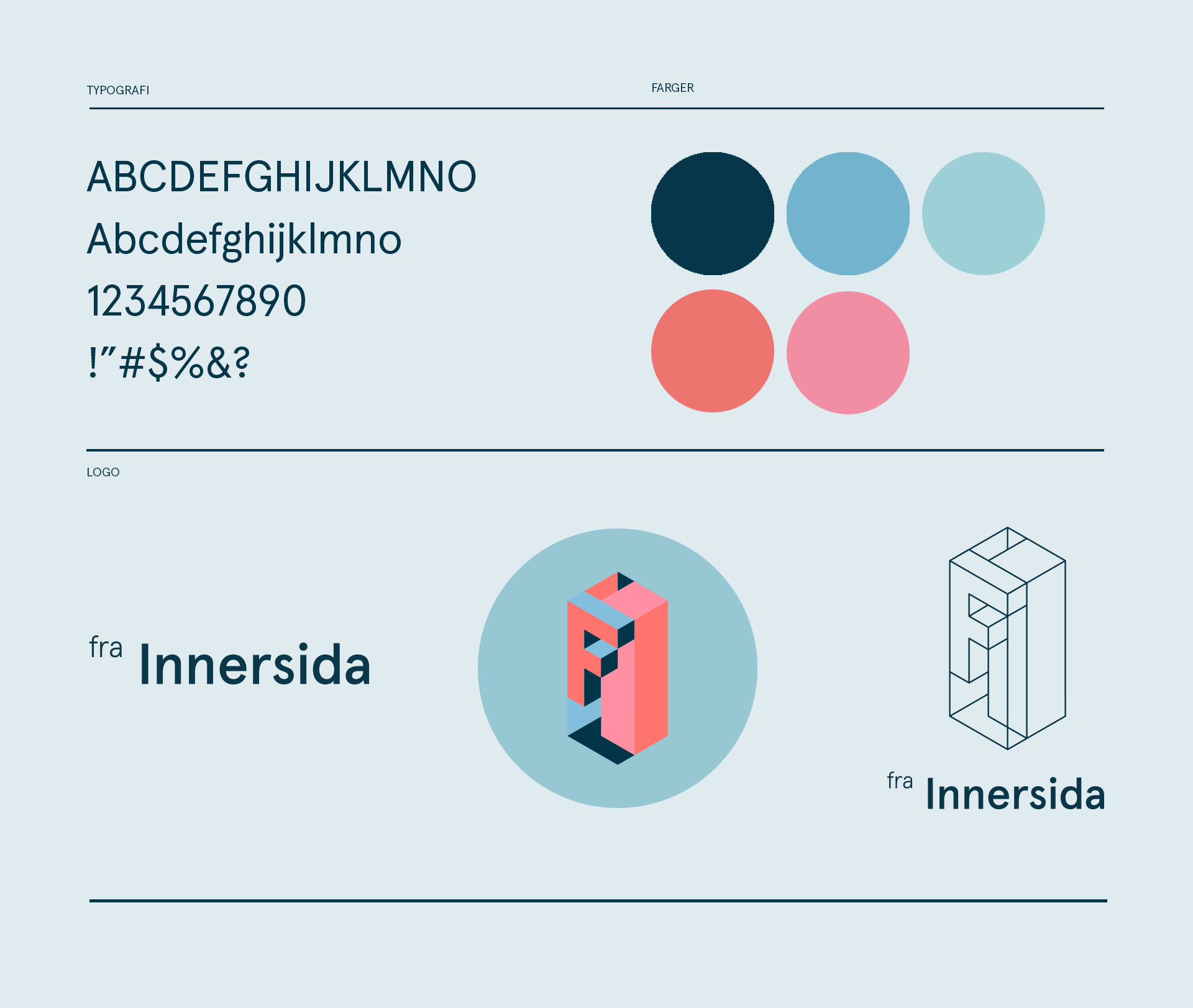 fra Innersida Visuell identitet logo, fareger og typografi