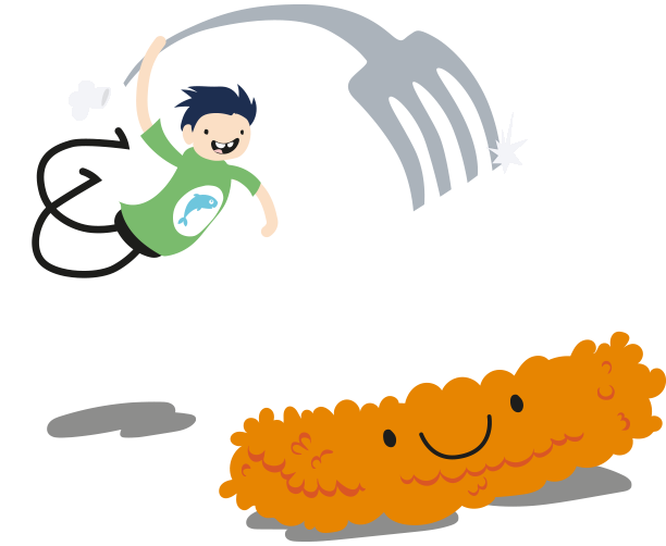 Kokkesprell illustrasjon av gutt med fiskepinne